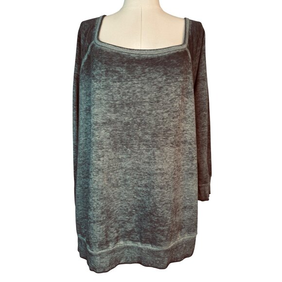 NWT Torrid Size 2X Grey Square Neck Knit Top Polyester/Cotton Blend - Picture 1 of 15